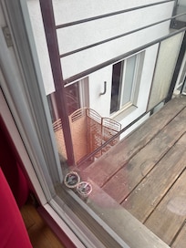 trash on balcony upon arrival