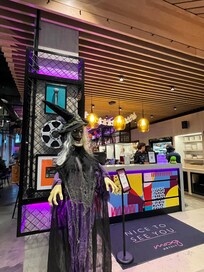 Lobby and Reception - decorated for Halloween.