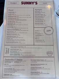 Sunny’s menu