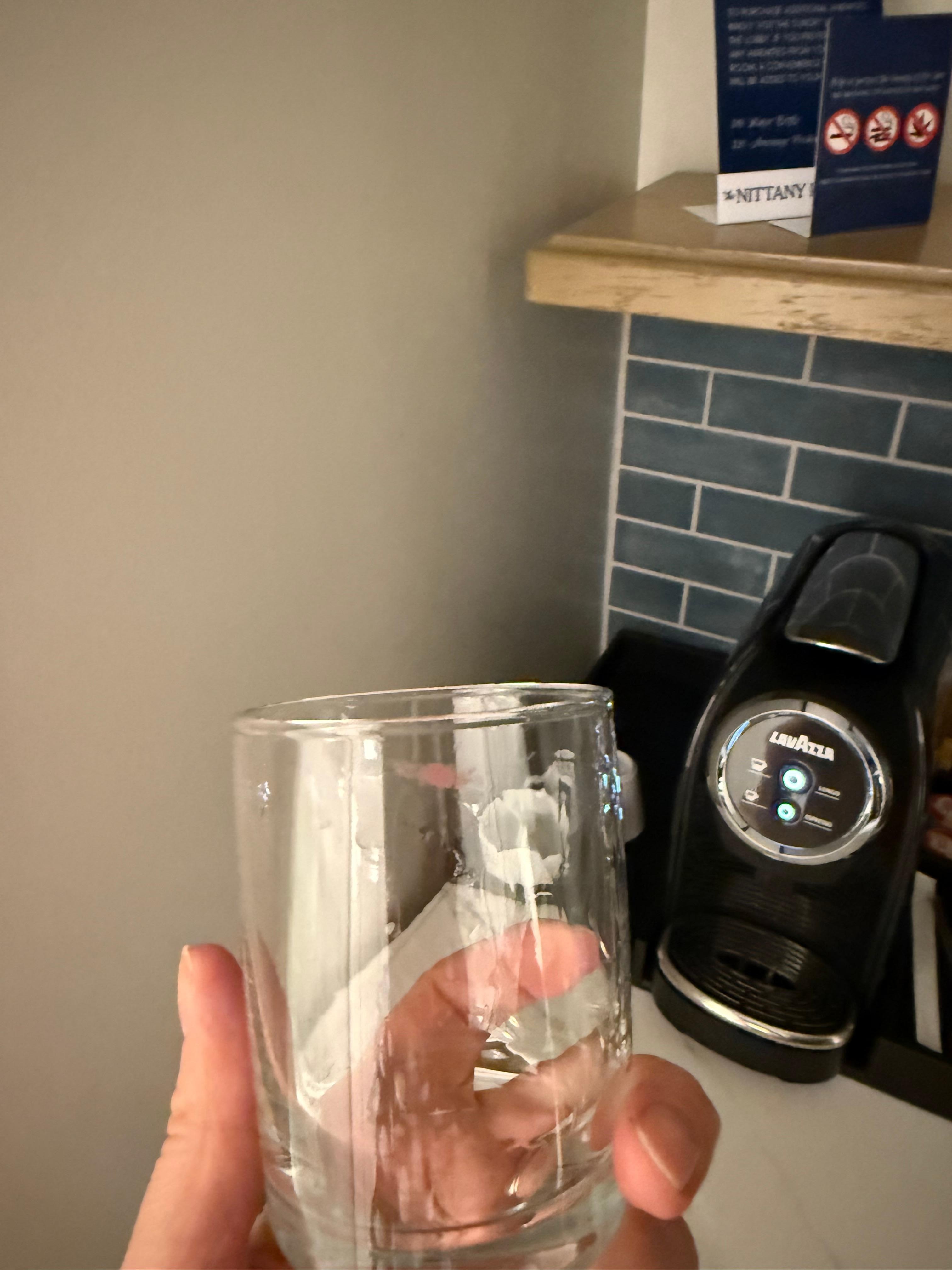 Lipstick shadow on the glasses 