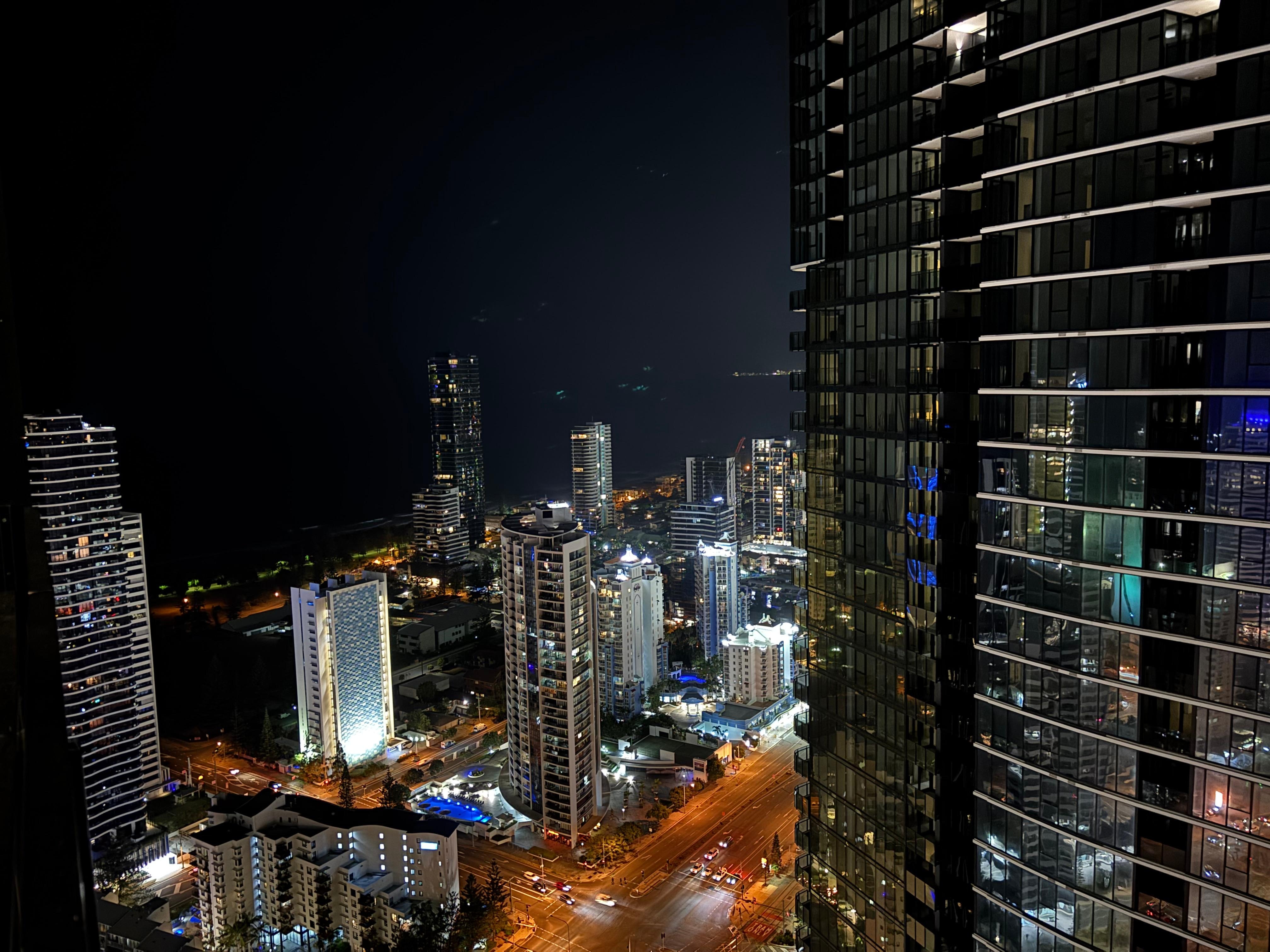 Balcony view at night