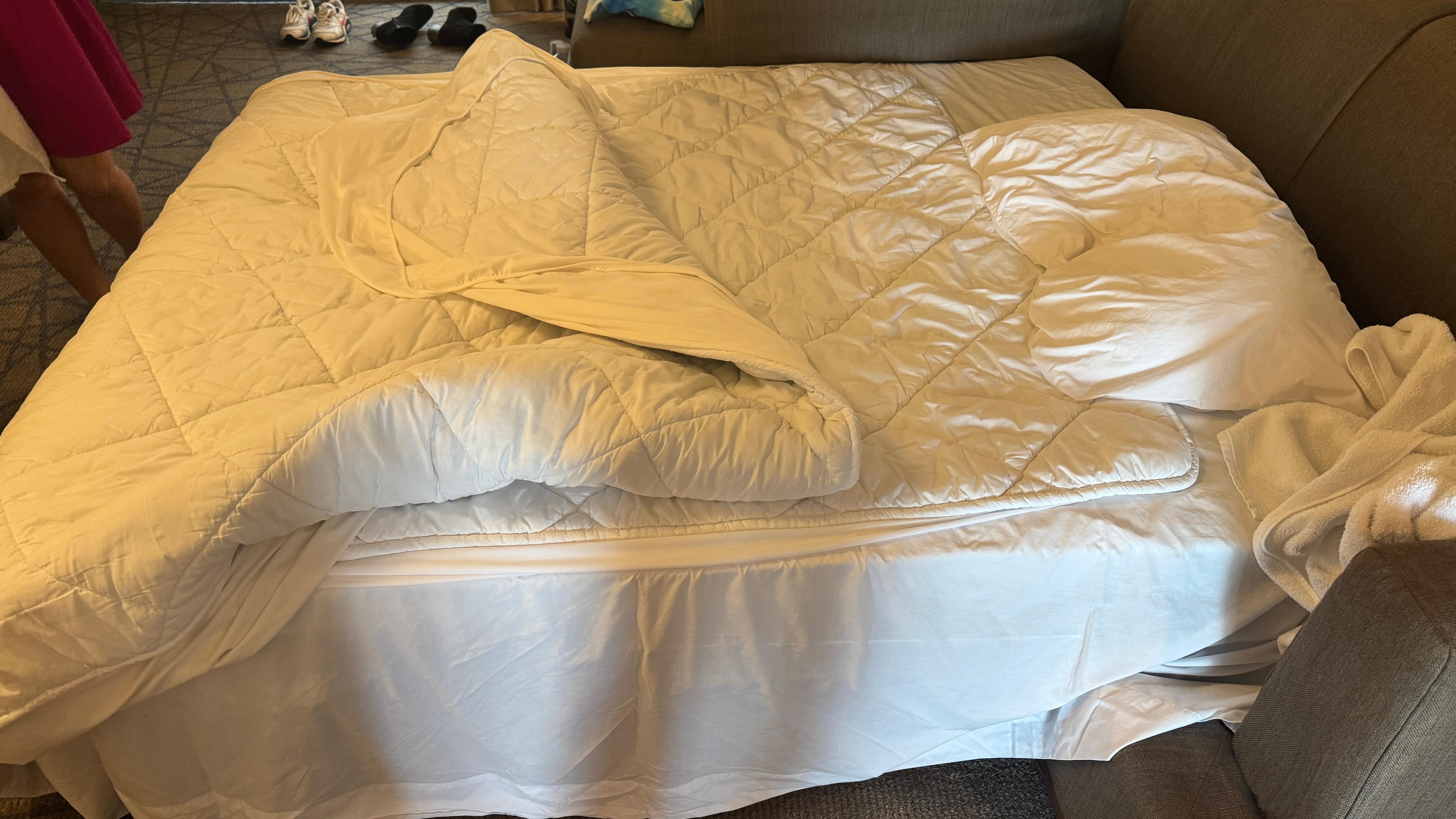 These Mattress toppers were given to us to use as Blanket for our pullout bed, after requesting blanket multiple times, Delivered after Midnight 12:30am ish