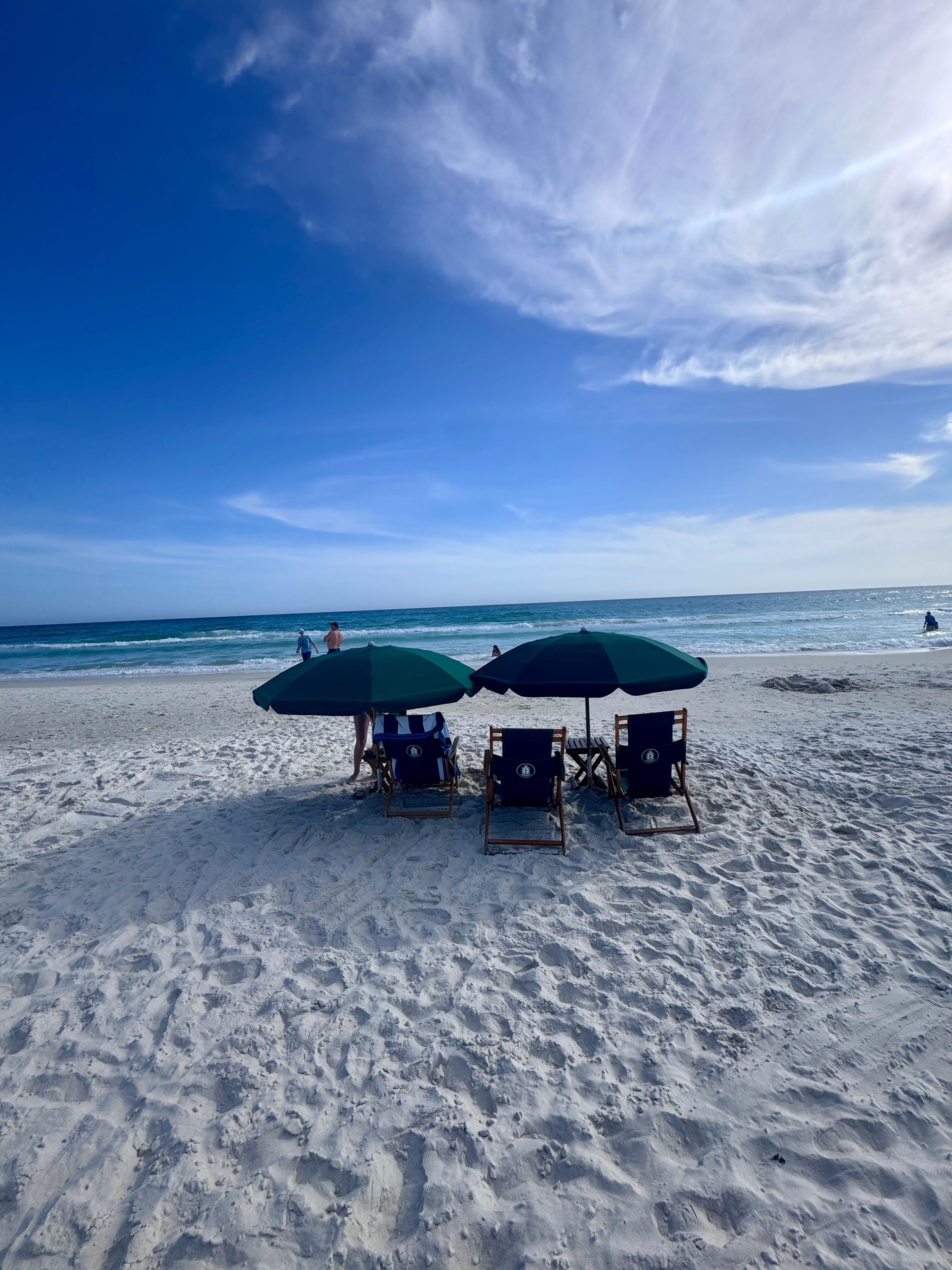Rosemary Beach offers great rental beach setups- not inexpensive but worth it!