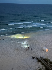 Watching my boys go crab hunting from the balcony.