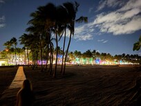 View looking from the beach back at the hotel (on left) Great night life and access to beach.