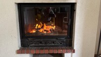 Fireplace - it wasn't cold, but we just love a log fire!