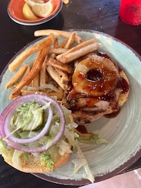Sharky’s Hawaiian chicken sandwich. Highly recommend!!