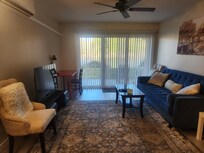 large living room with work desk