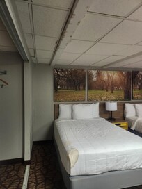 Active ceiling leak and stained bedding….