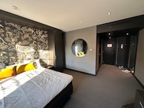 Bedroom after being used, it was tidier on arrival.