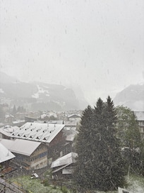 View from the balcony on snowy morning