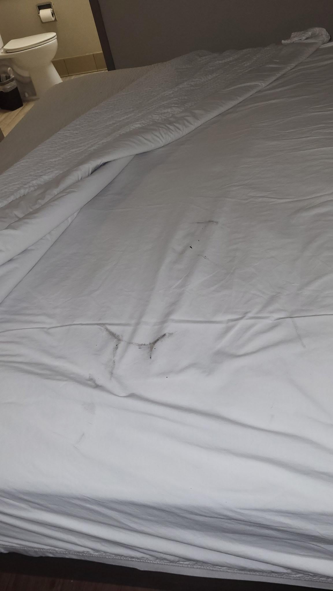 Pull down comforter to find this!