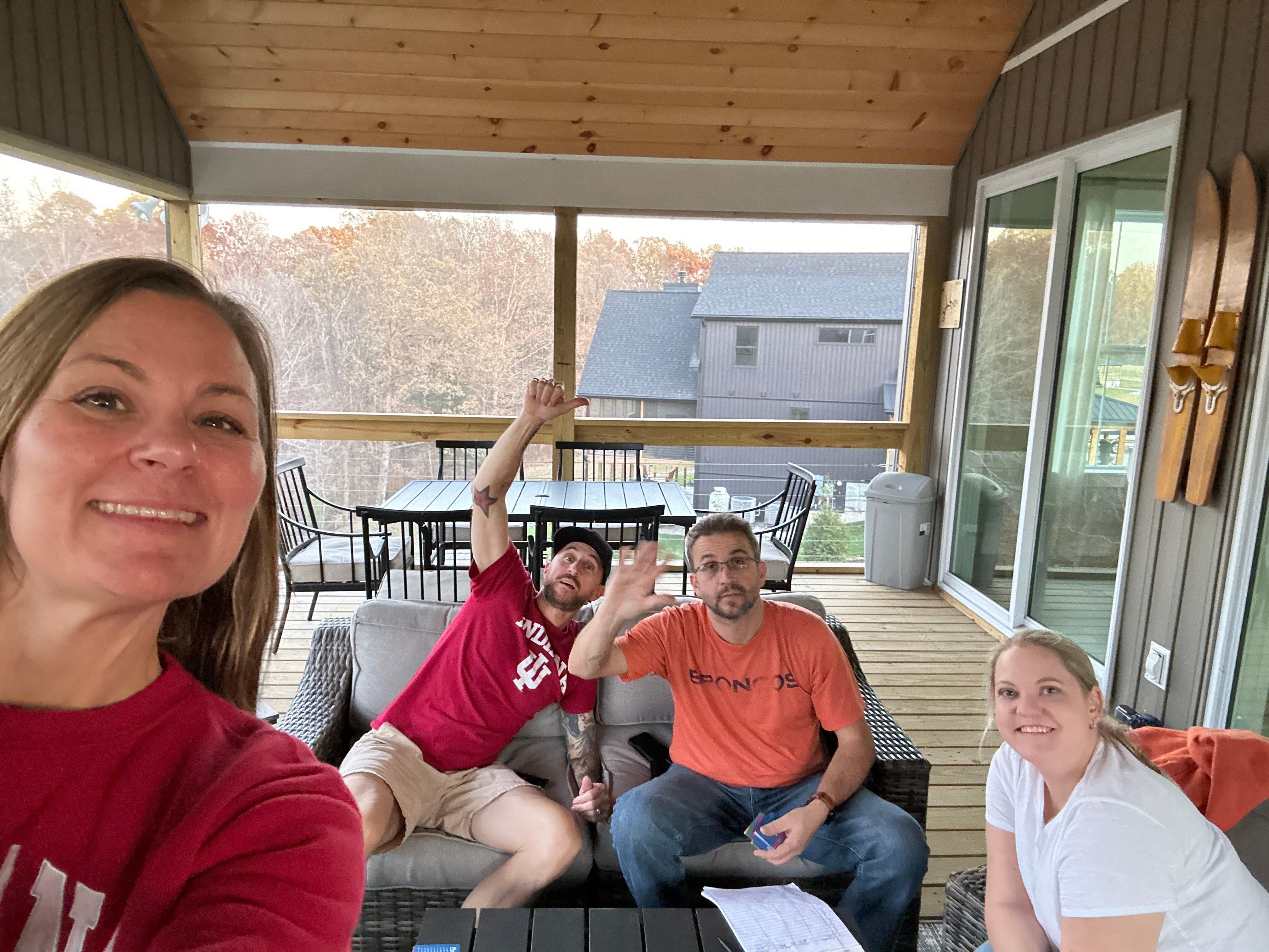 Enjoying the back porch in November 