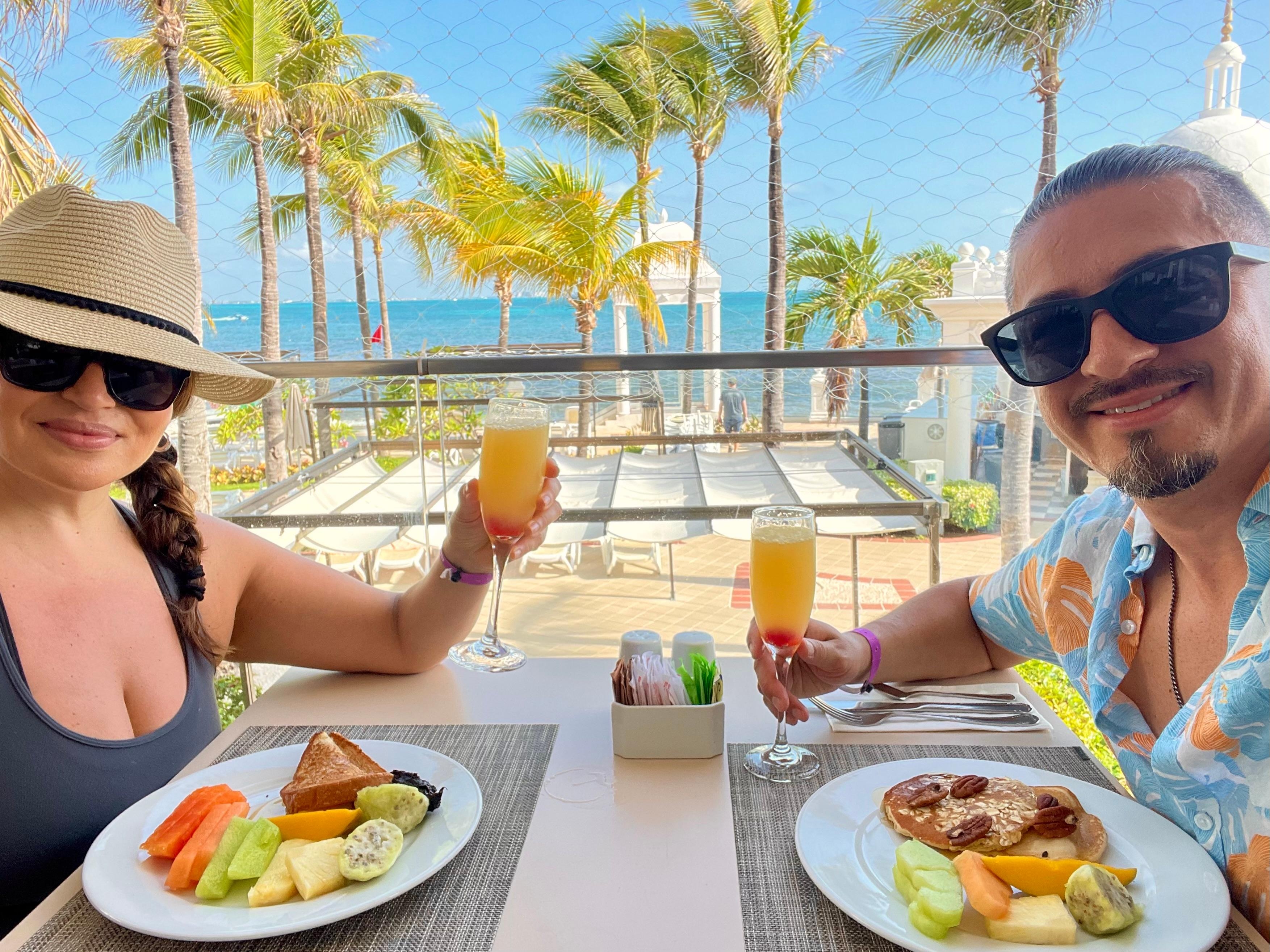 Buffet breakfast by the pool.