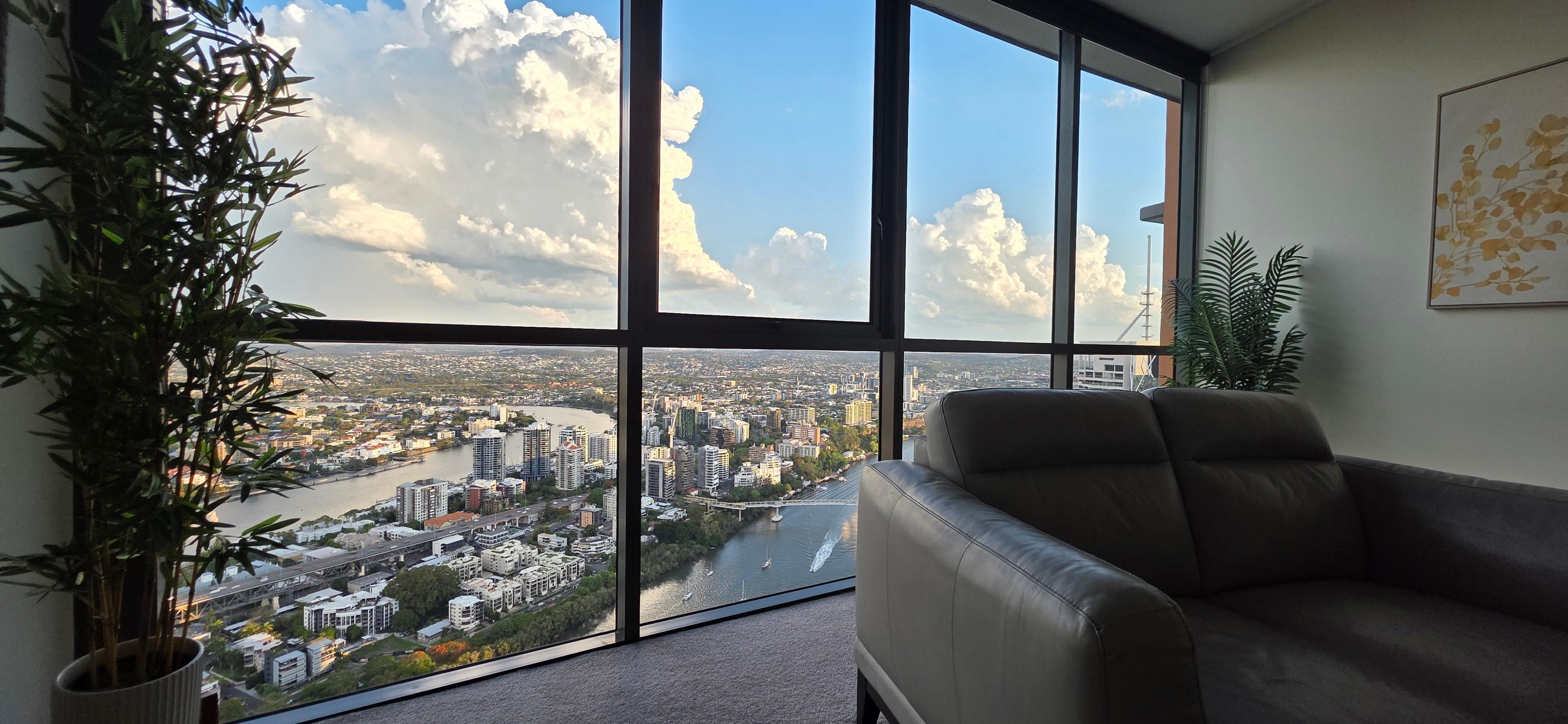 Looking put of the kitchen while sipping on their complimentary wine was amazing 