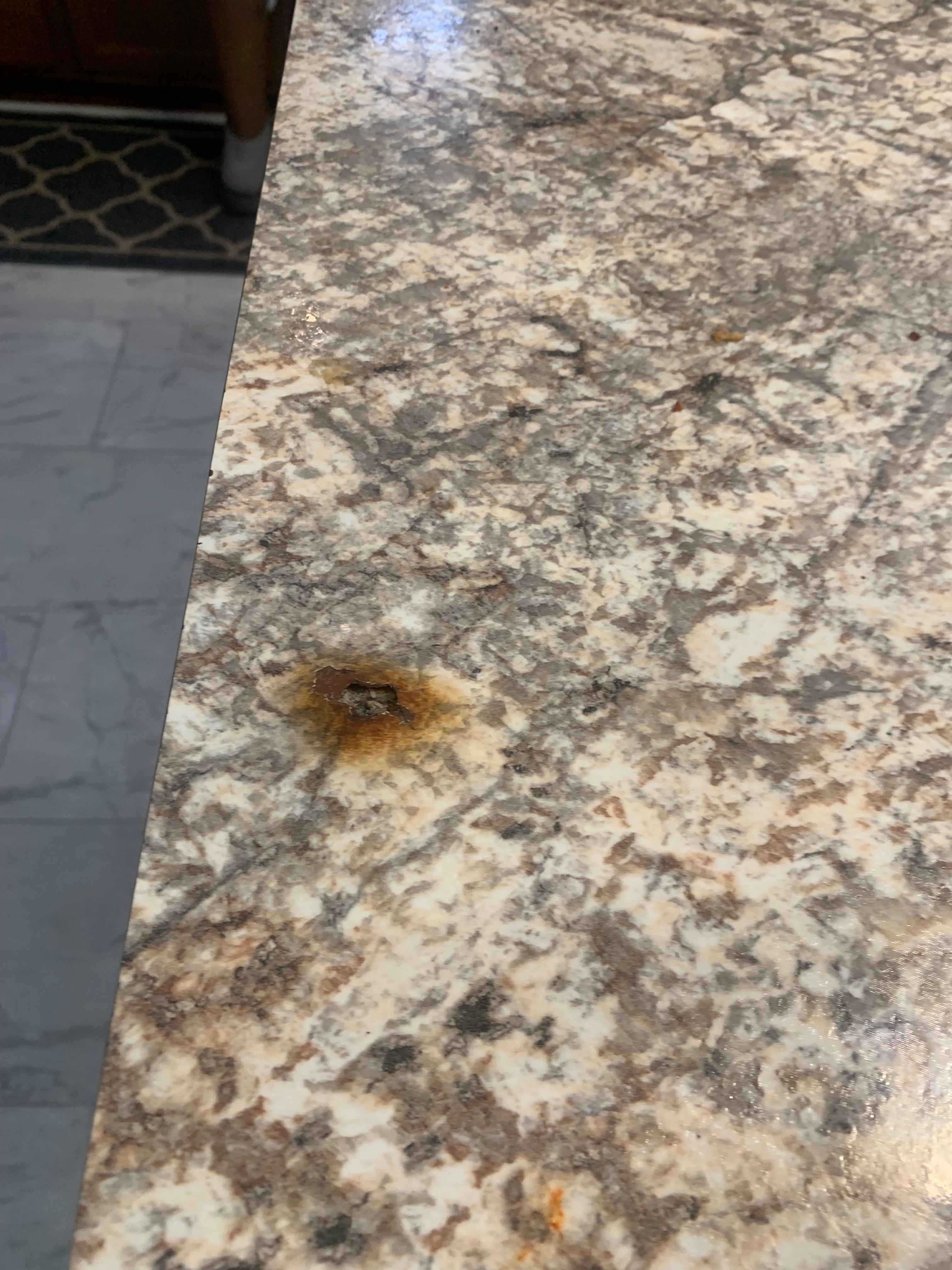 Counter top has same spot as floor 