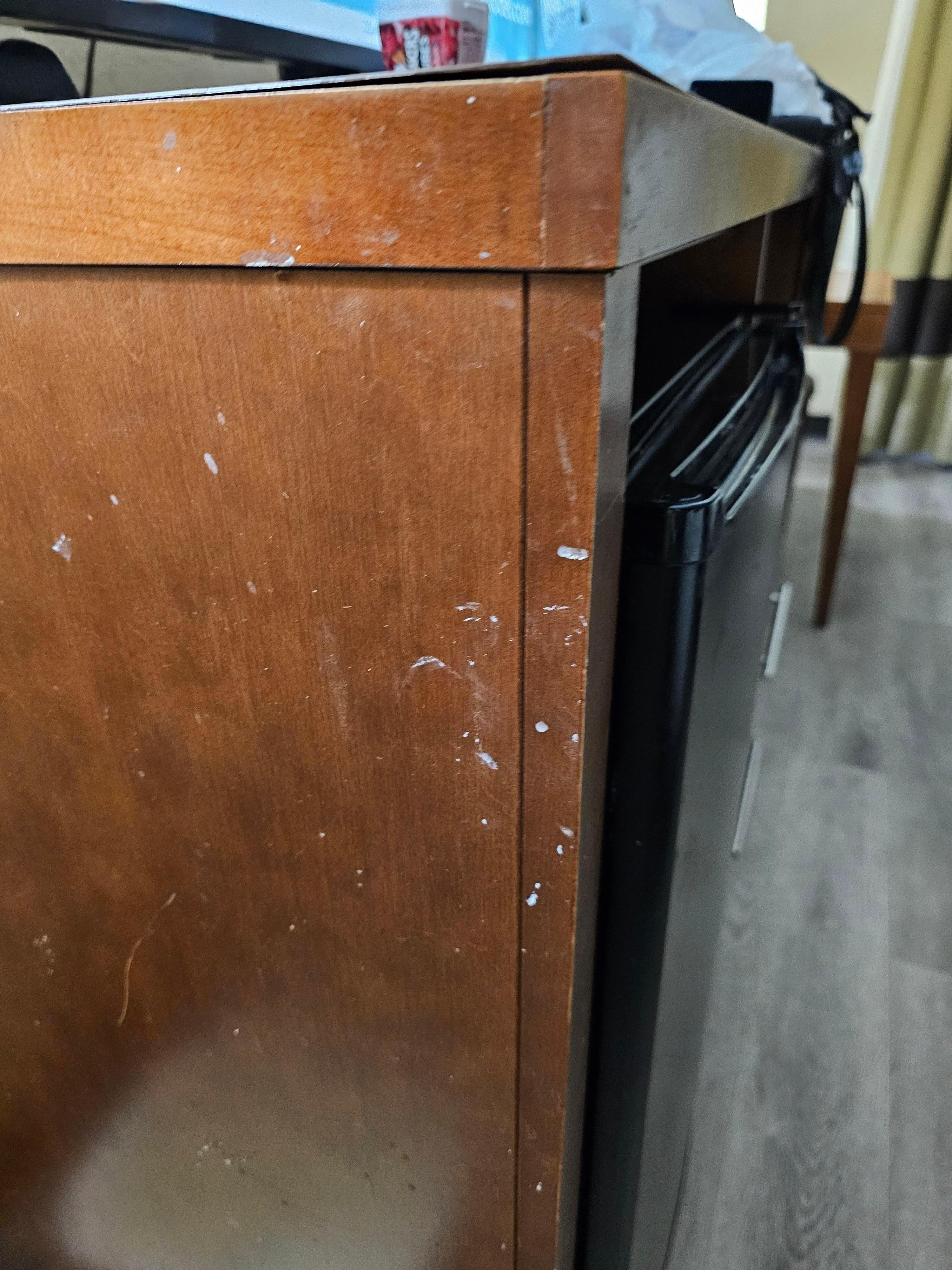 Filth on the side of the dresser!