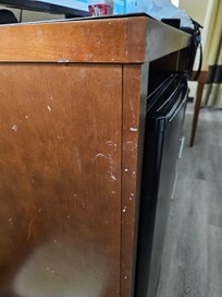 Filth on the side of the dresser!