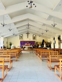 Roman Catholic Church 5mins walk away- has open walls so you can hear nature around you while experiencing Christâs love.