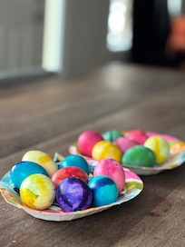 Easter time , fun in games room .