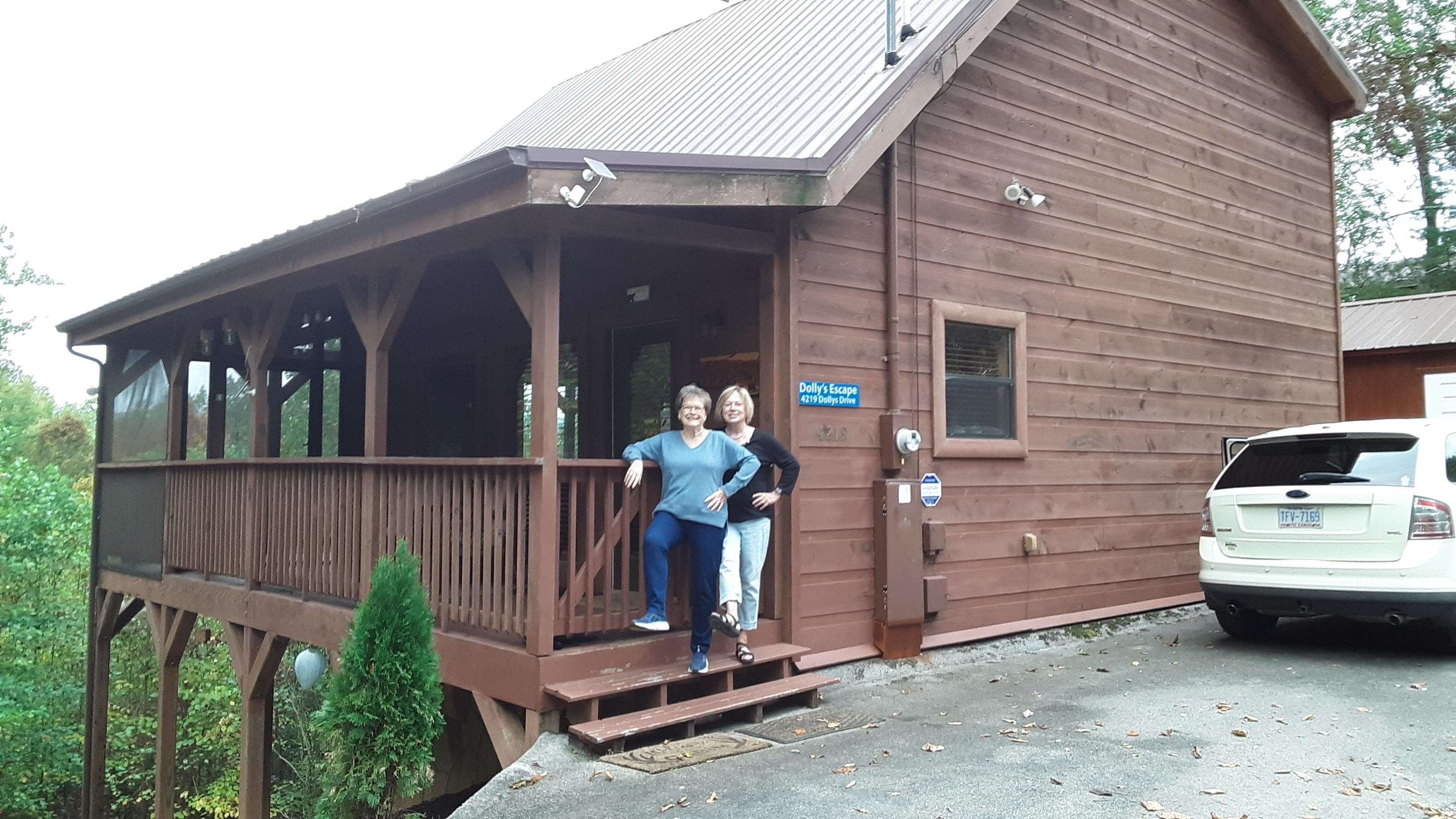 Friend is outside cabin