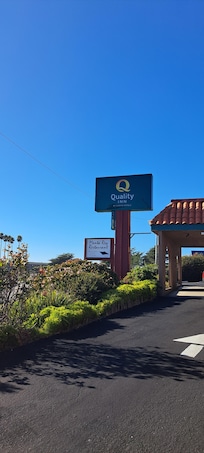 Out front as you arrive.