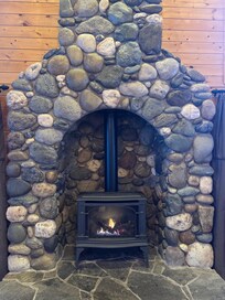 Cozy fireplace in the family room