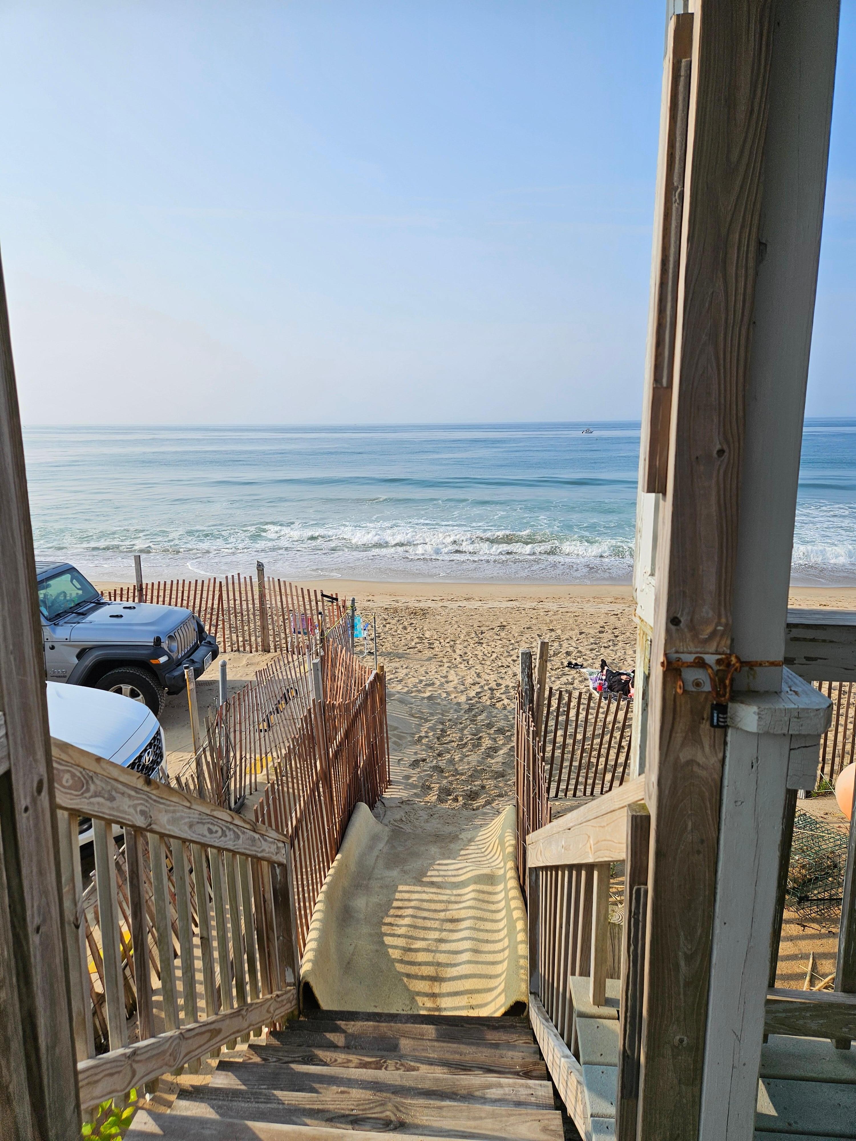 View of the beach from the hotel deck