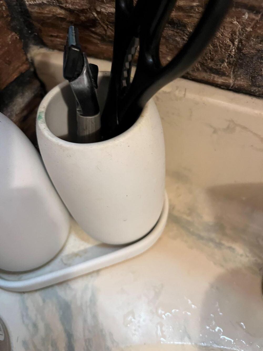 hair trimmings in bathroom