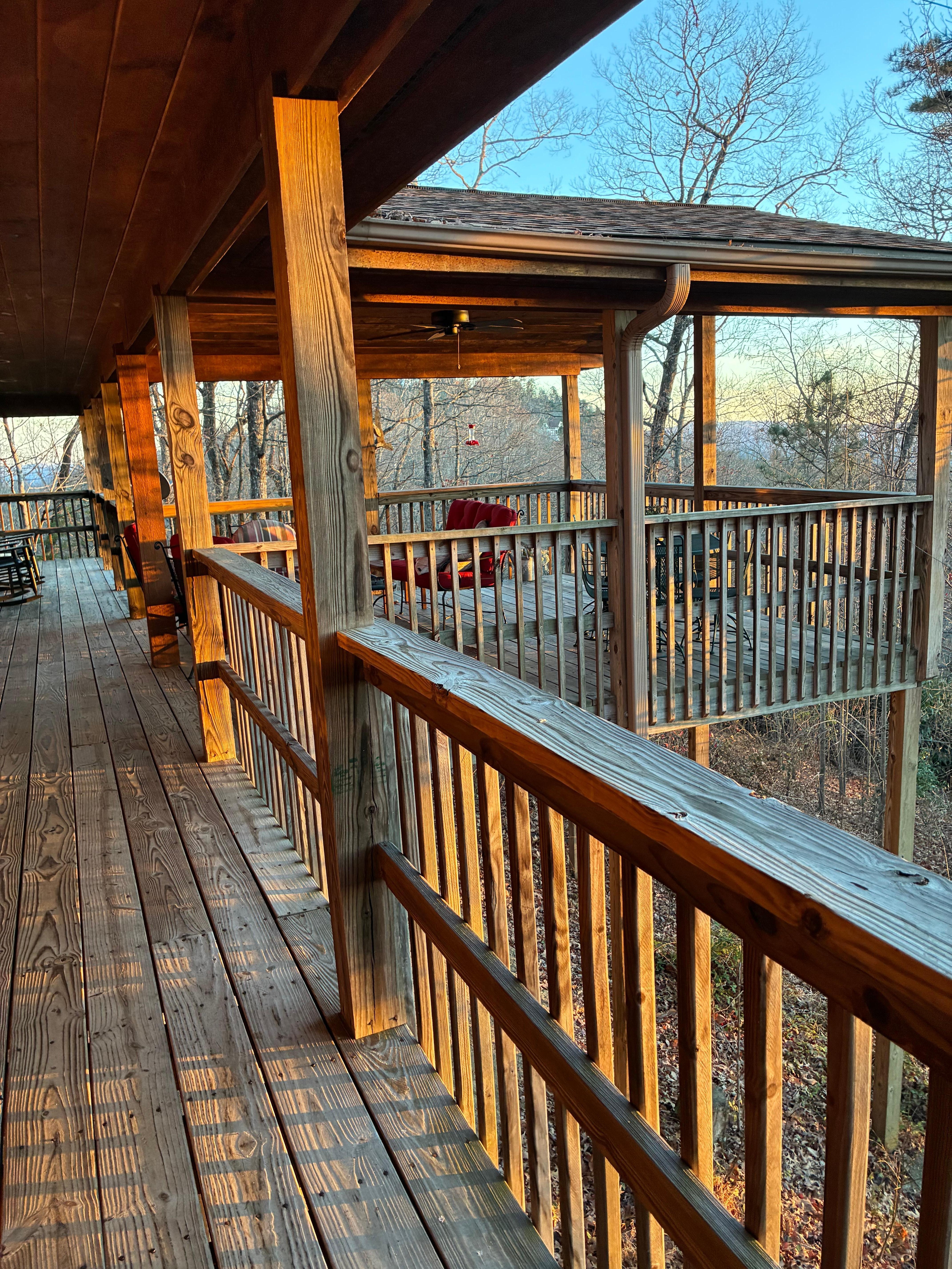 Another view from porch on the backside of cabin. 