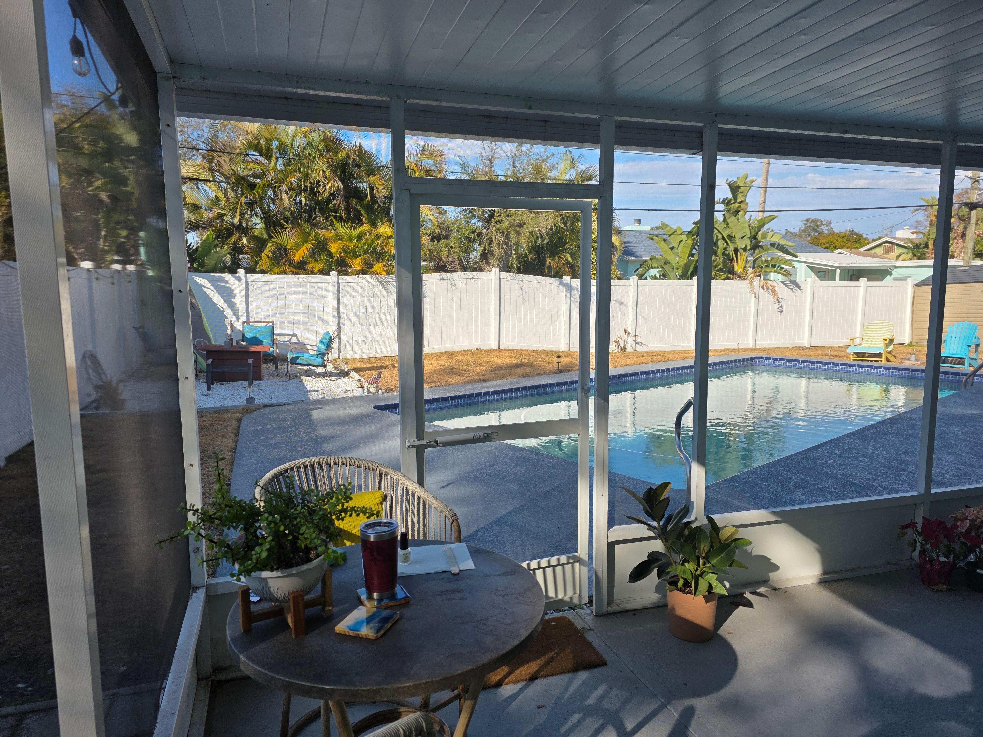Nice pool area but not heated. Very relaxing and great morning and afternoon sun. 