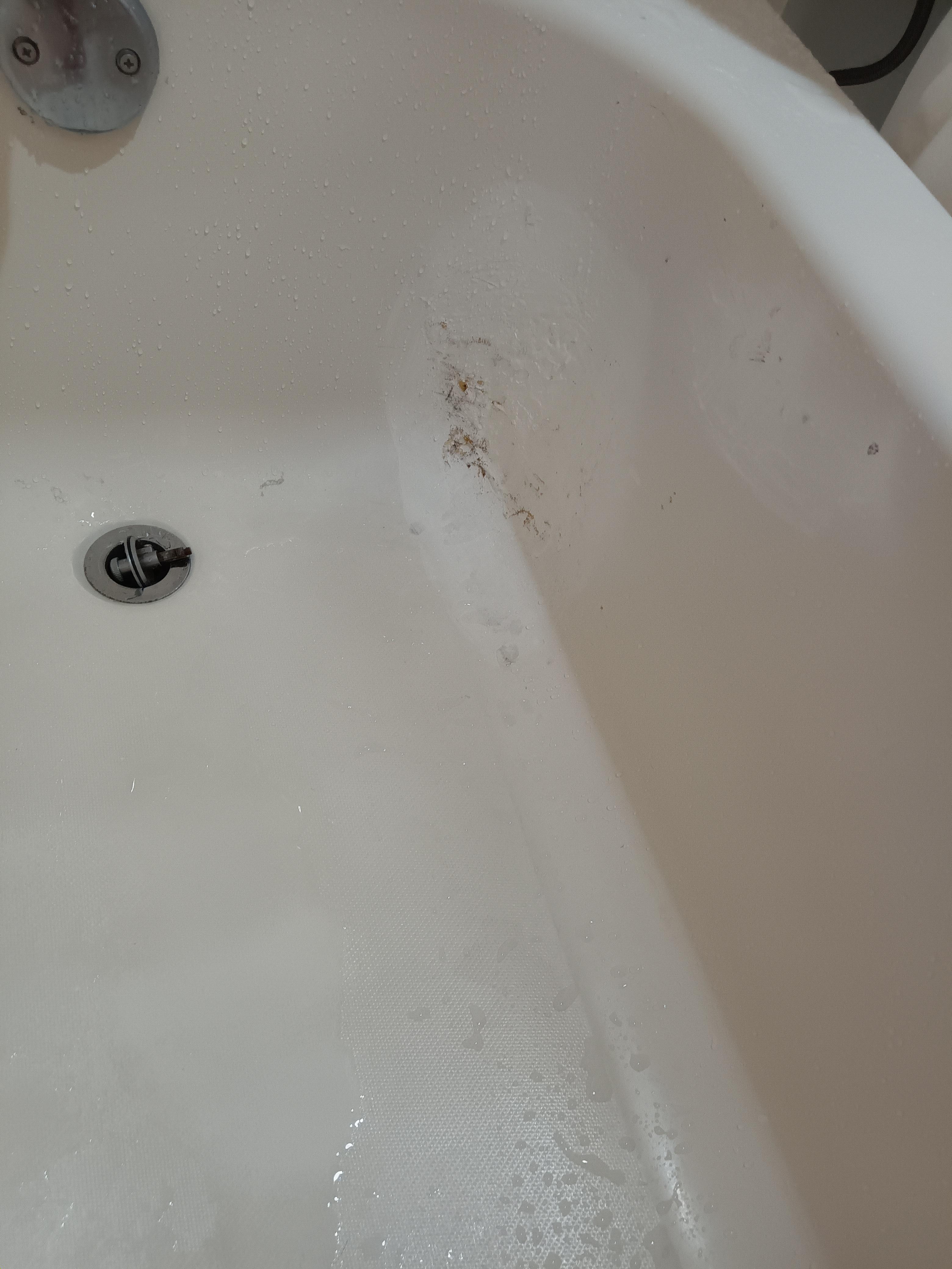 Dirt or mold in corner of tub