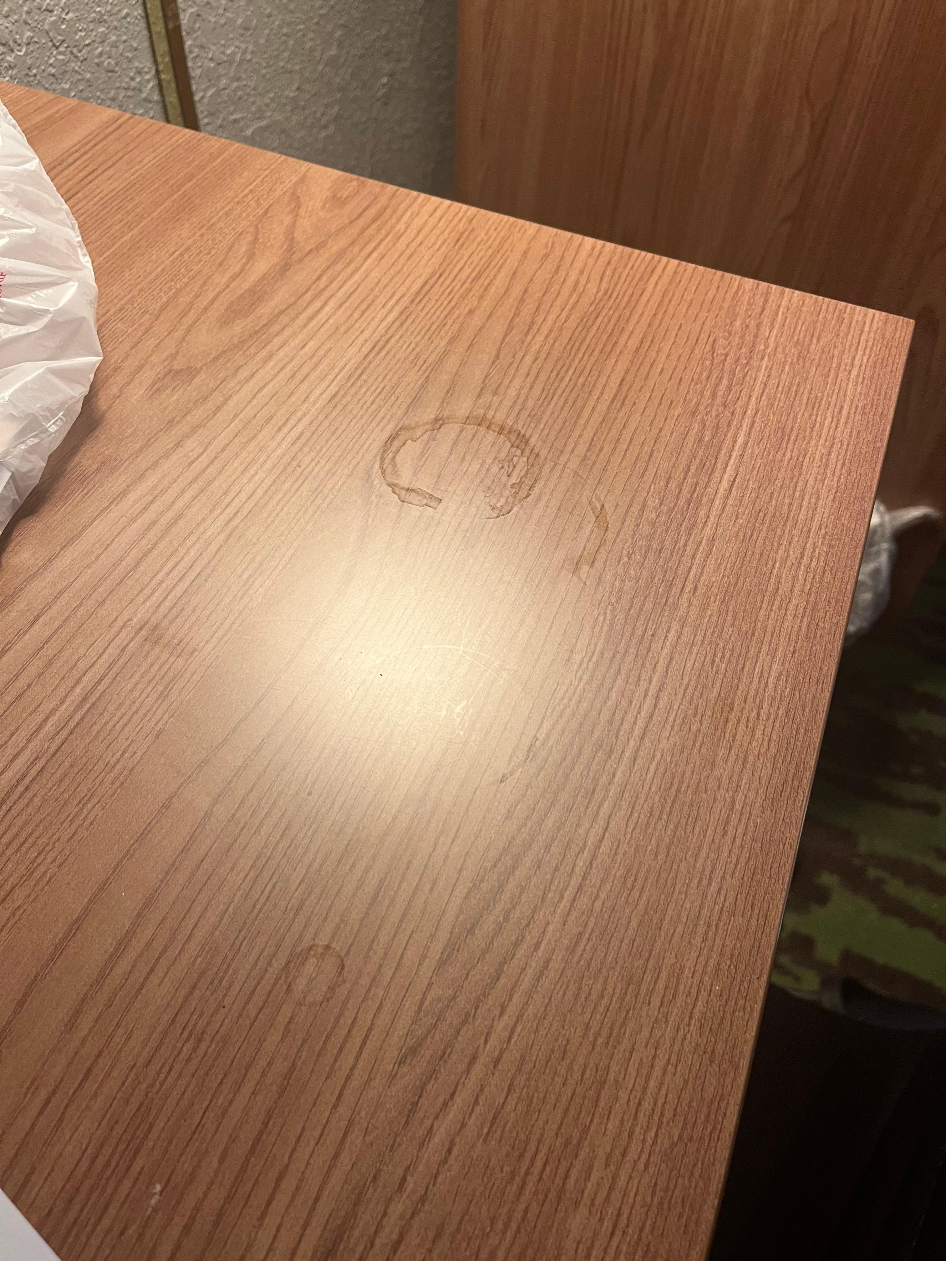 Sticky spots on the table surfaces 