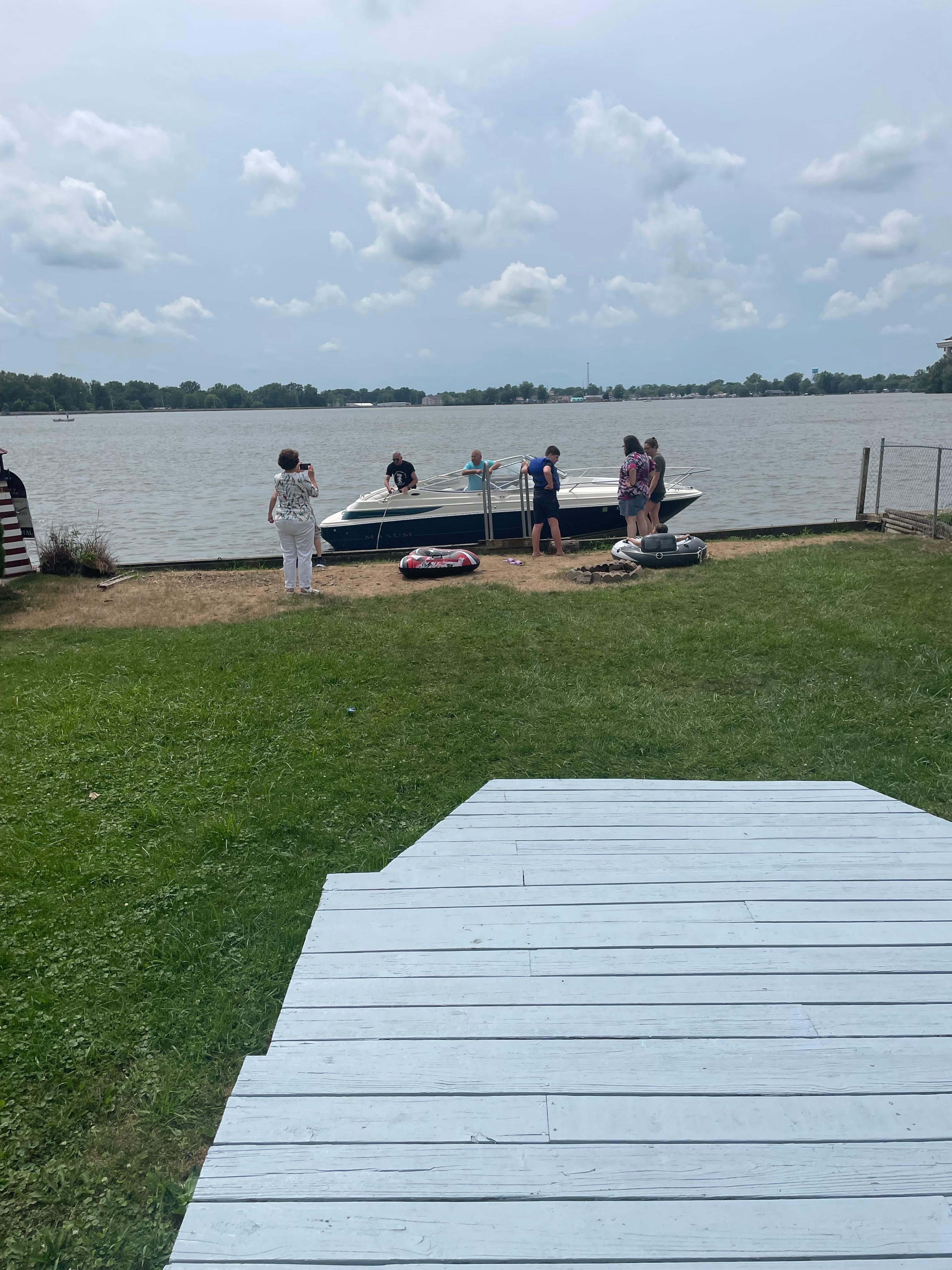 Boat tie offs and ladder make for
 X x 

lake fun. 