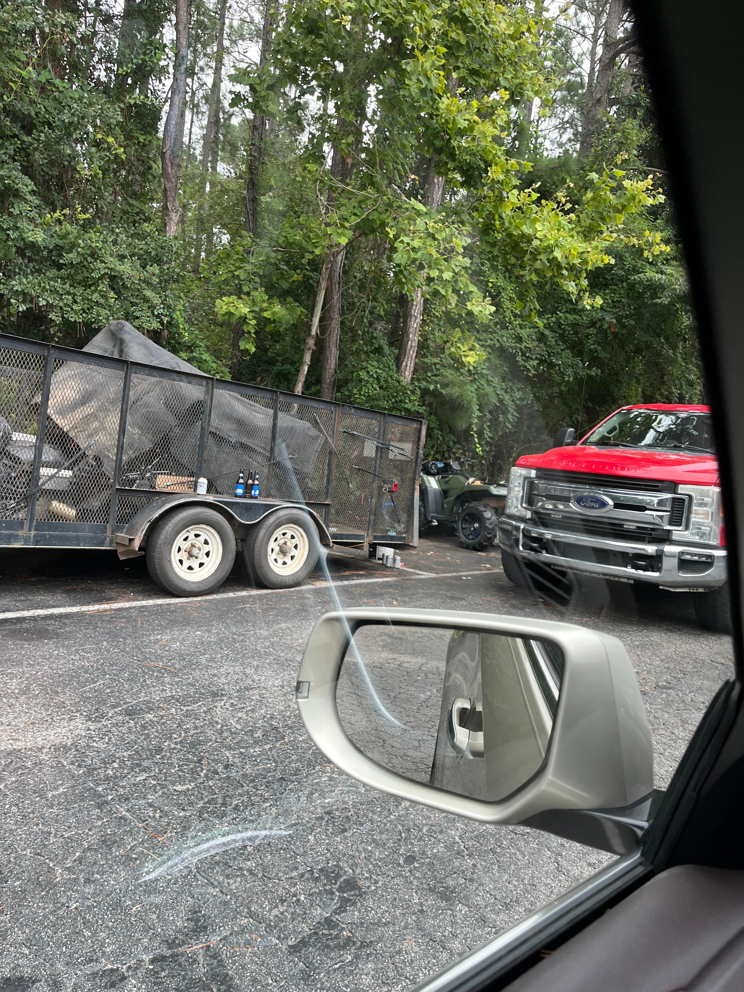 Behind the red truck was where the party was the night before