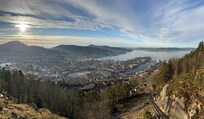 View of Bergen harbour from the aerial tram