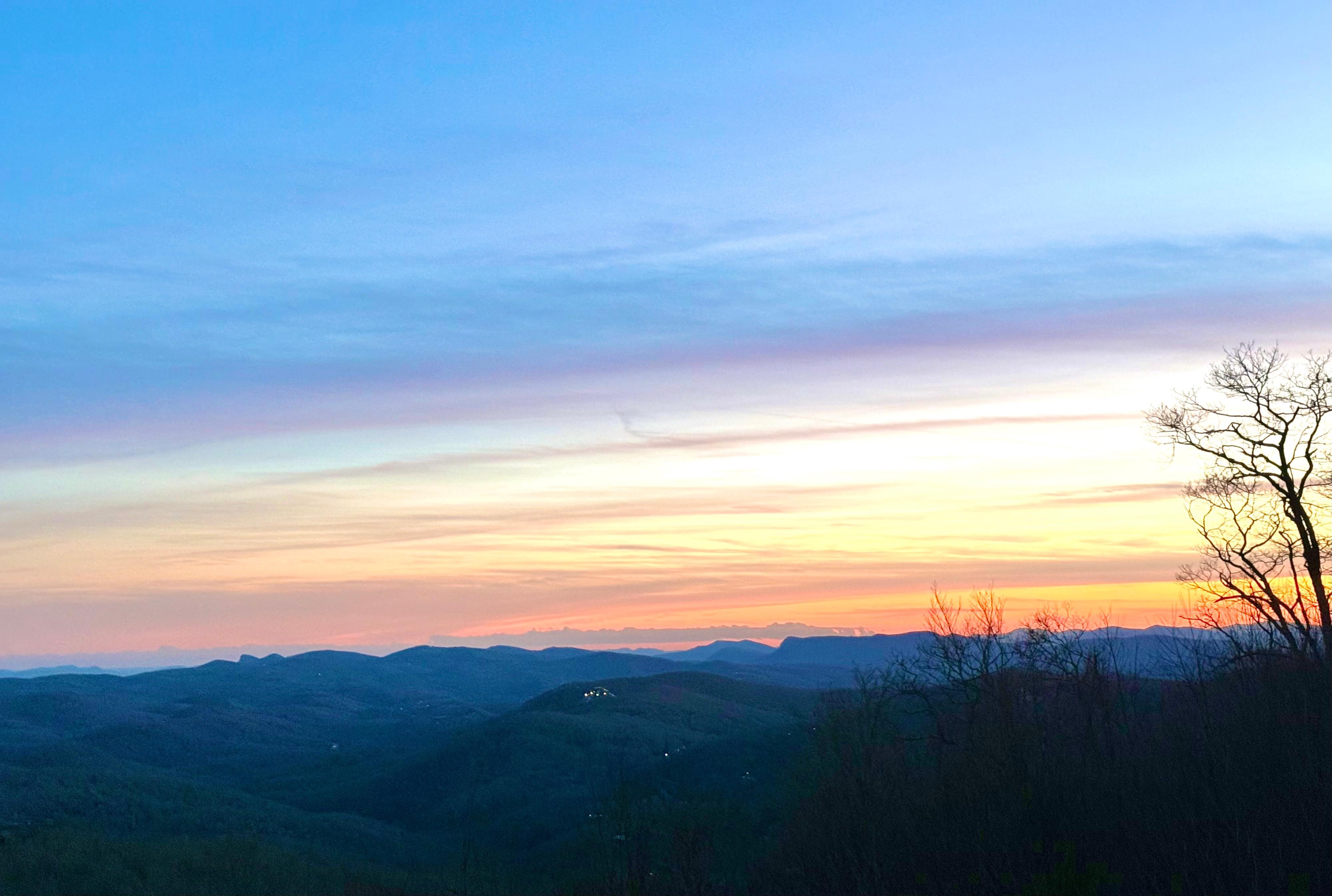 View and sunset off large back deck