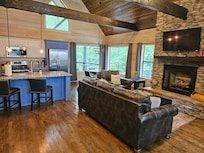 Living room and kitchen