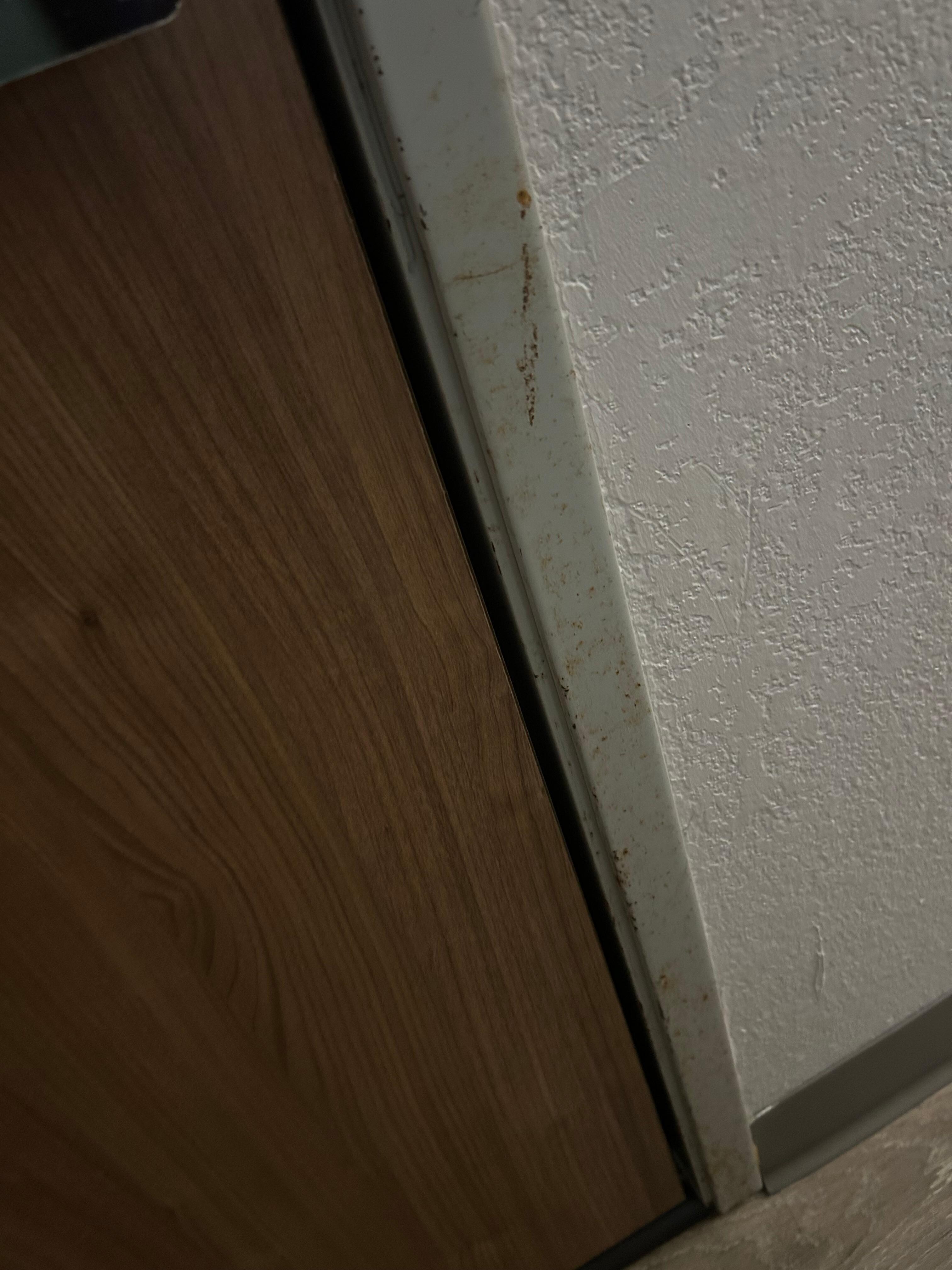 Door and trimming and over surfaces are dirty 