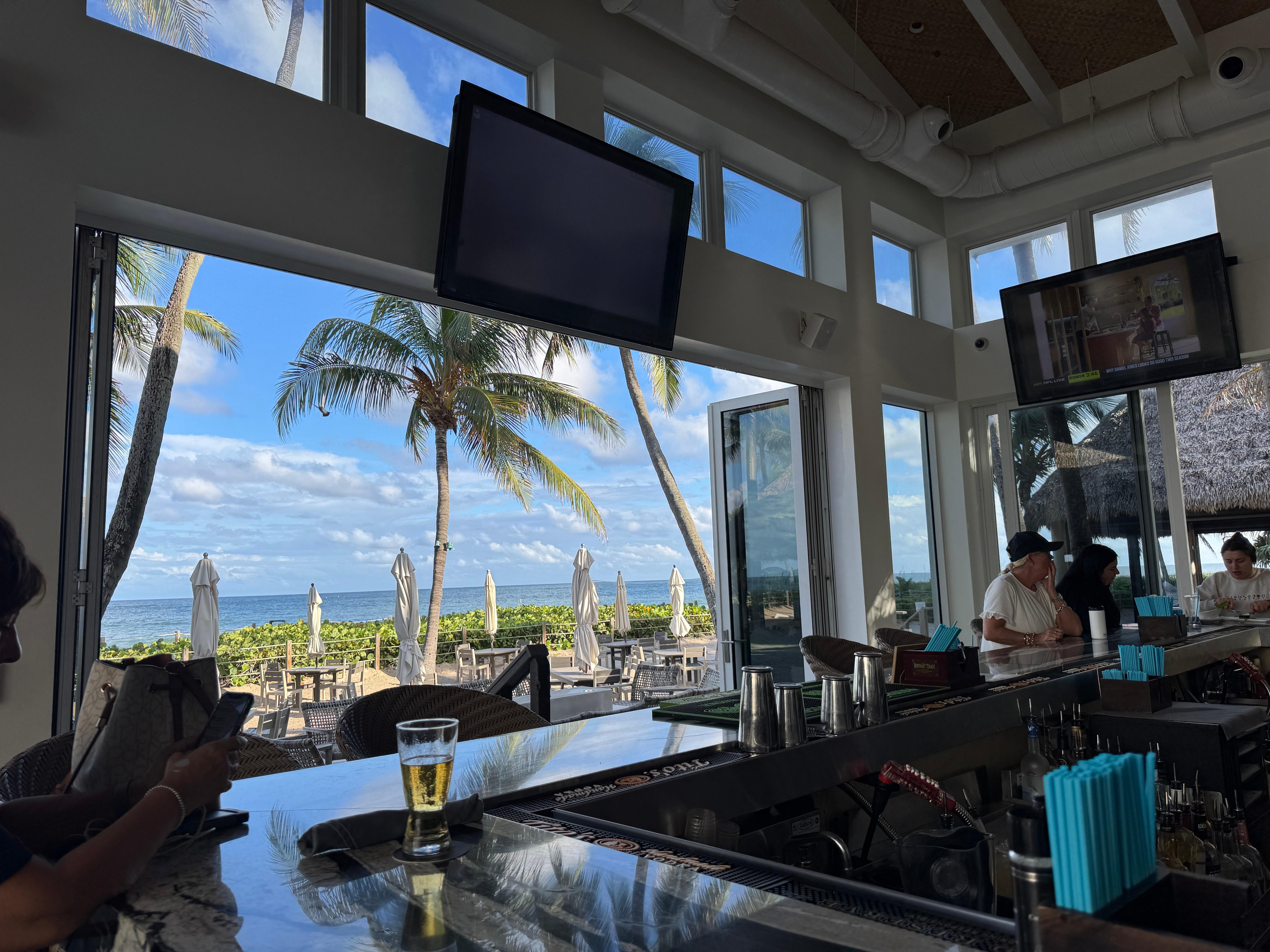 Outdoor bar area. Live music.