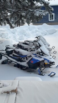 Plenty of room to unload our sleds and have them right by the house.