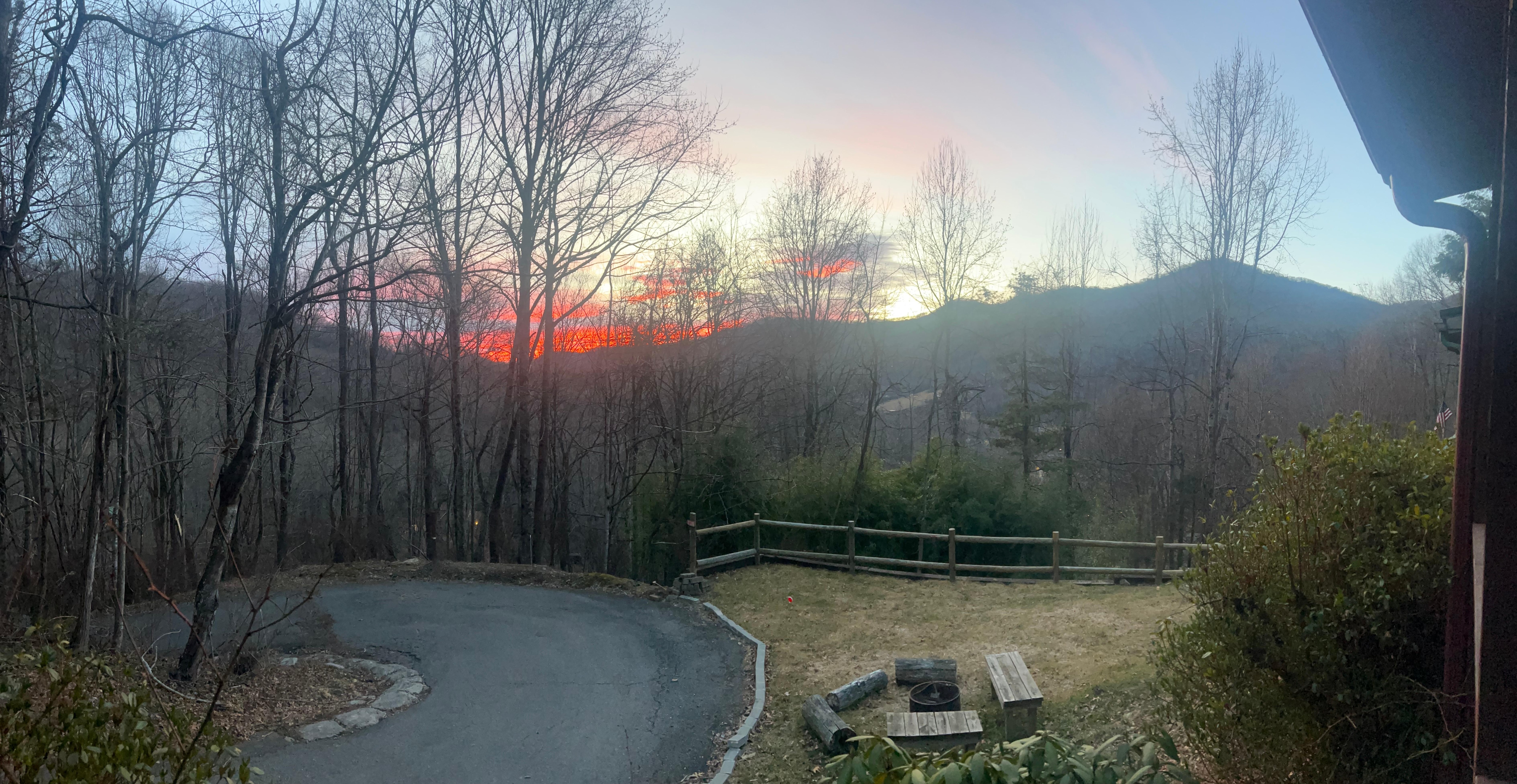 Sunrise enjoyed from the comfort of the front porch. 