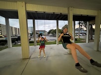 Swings in parking area