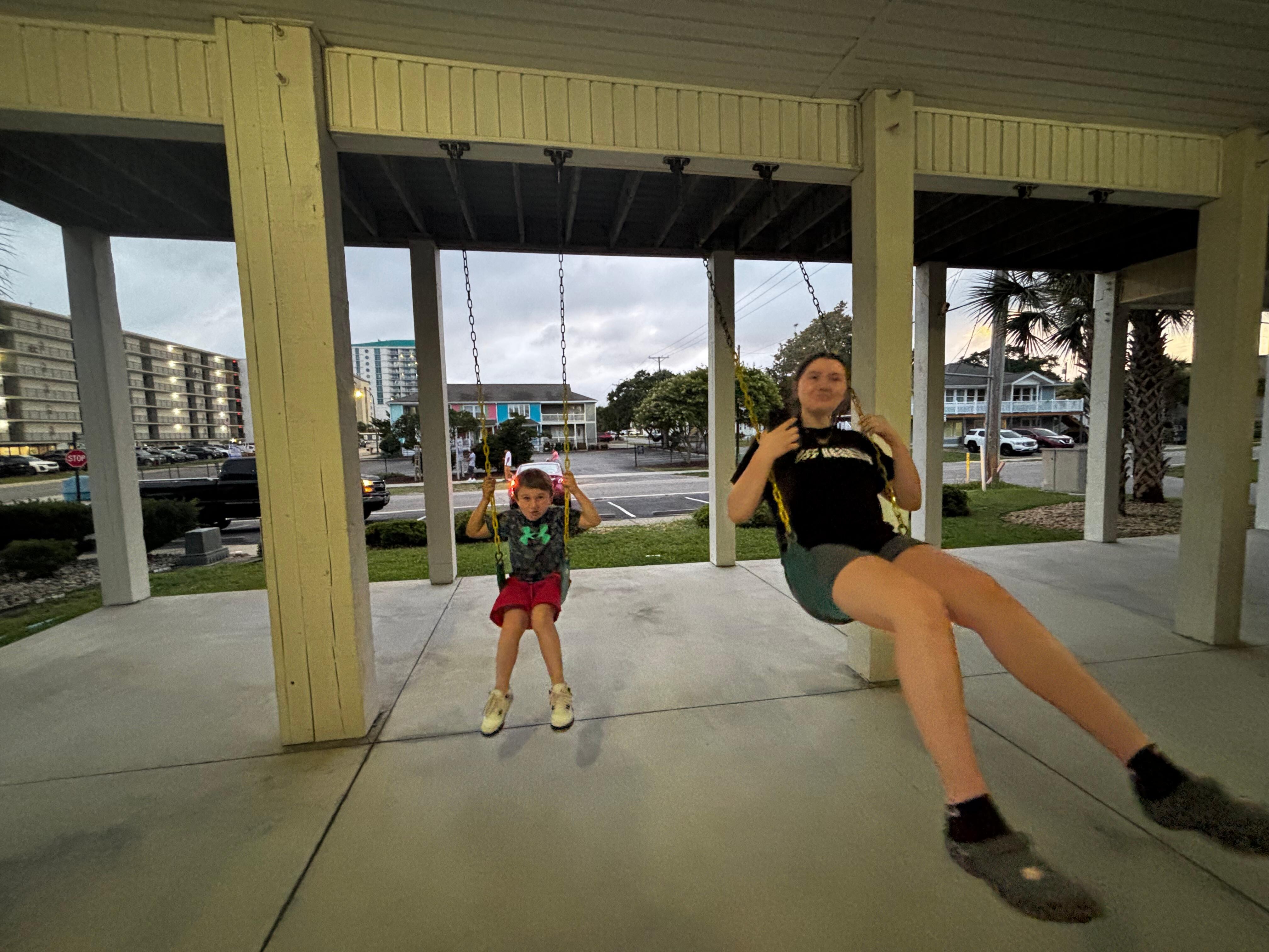 Swings in parking area