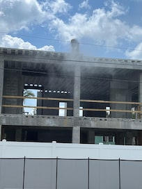 Construction next to the pool. Sawing on cement Very loud and dusty !