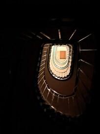 The bottom of the interior staircase that had to be used amidst the plaster rubble and timber on each step along the way.