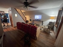 Lounging out in the cozy living room.