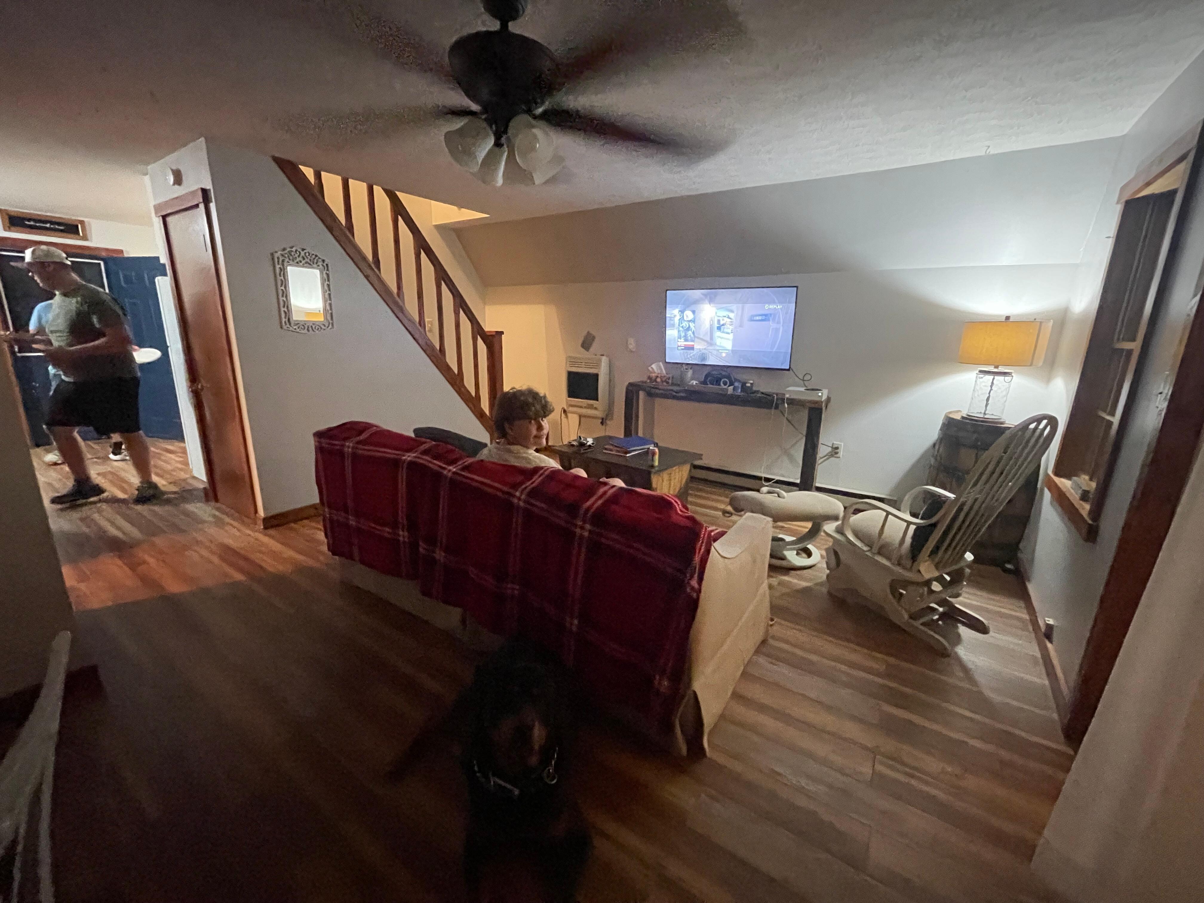 Lounging out in the cozy living room. 