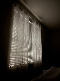 Light coming in at night in master bedroom