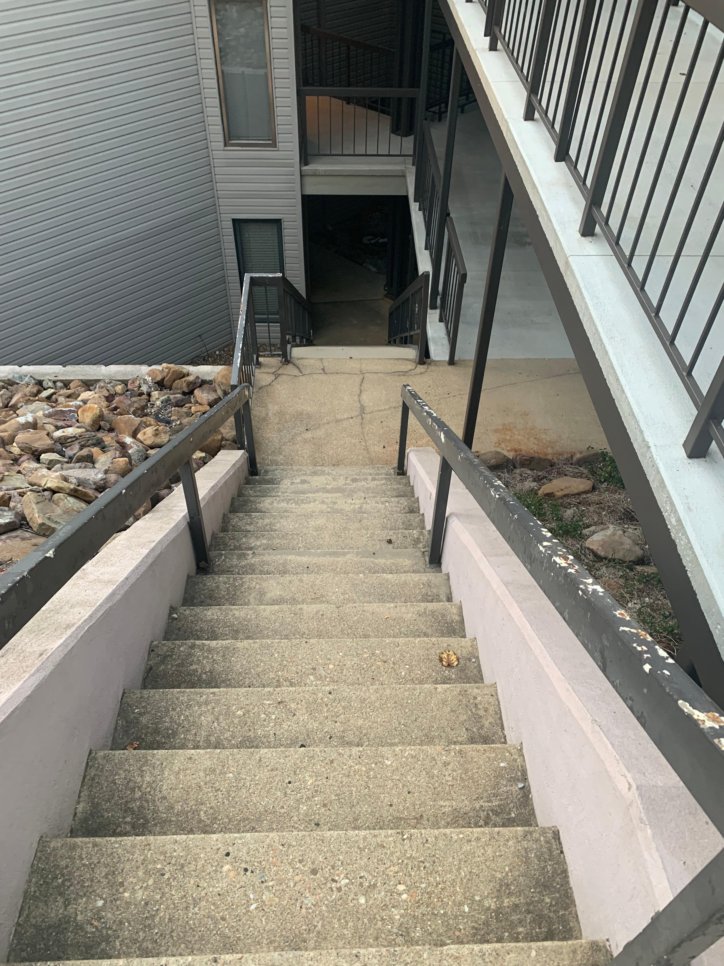 two flights of stairs down to the property